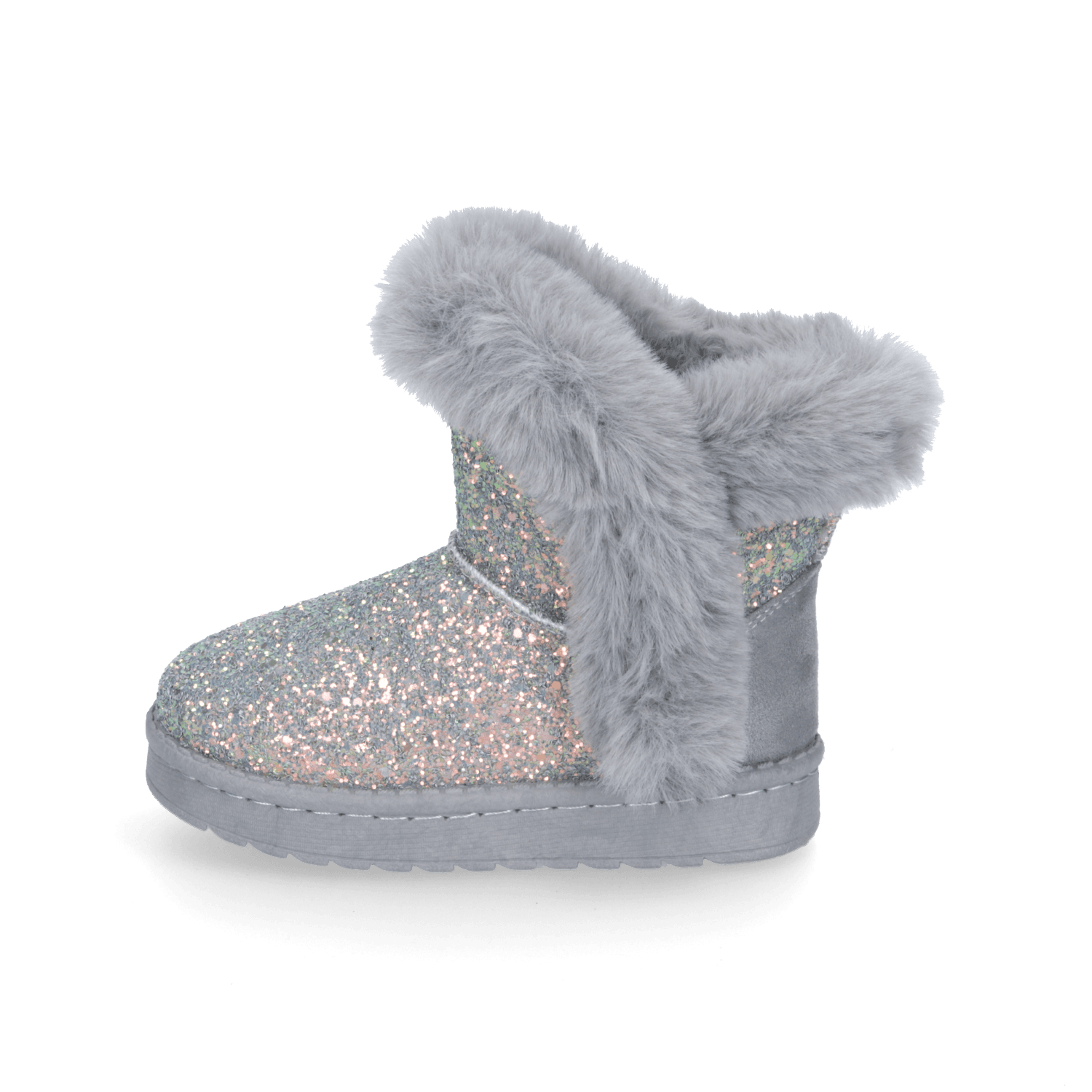 Glitzer Winter-Boot mit Fell in Grau von DooDogs für Mädchen