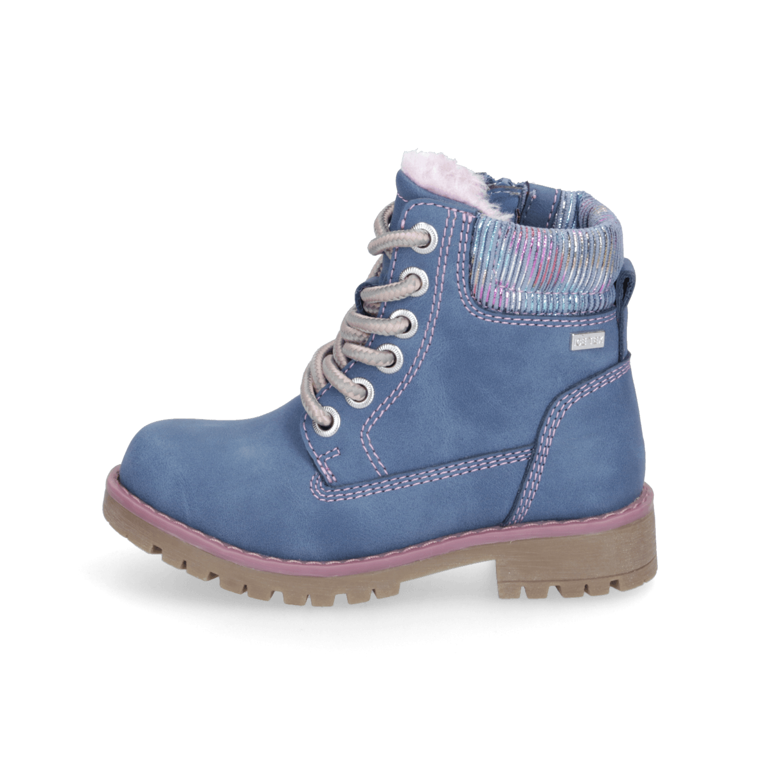 DooDogs Mädchen Schnür-Boot in Blau und Rose mit Glitzer